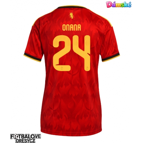 Belgie Amadou Onana #24 Dámské Domácí Dres MS 2026 Krátký Rukáv Belgie Amadou Onana #24 Dámské Domácí Dres MS 2026 Krátký Rukáv
